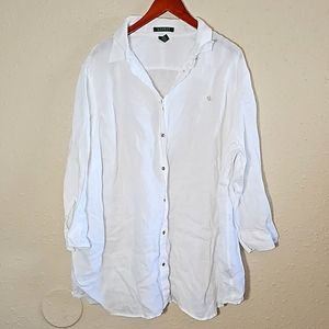 Ralph Lauren 100% Linen White Button Down Shirt